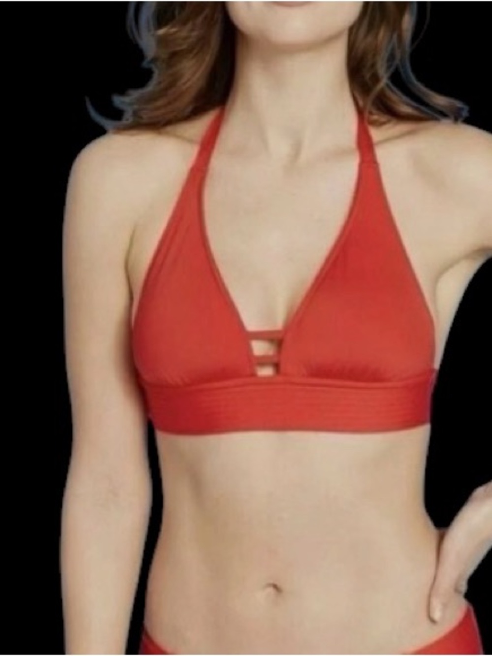 Kona Sol Red Halter Bikini Set Women’s Large Triangle Tie Two Piece Swimsuit”